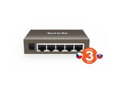 Tenda TEG1005D - 5-port Gigabit Ethernet Switch, 10/100/1000Mbps, Kov, Fanless