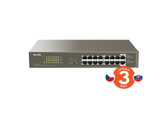 Tenda TEG1116P-16-150W PoE AT Gigabit switch 16x 1Gb/s s PoE 802.3af/at, PoE+ 135W, Rack, Fanless