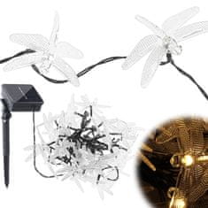 MG Dragonflies solární řetěz 30 LED 6.5m, teplá bíla