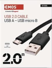 Emos Nabíjecí a datový kabel USB-A 2.0 / micro USB-B 2.0, 2 m, černý