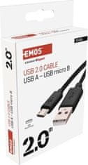 Emos Nabíjecí a datový kabel USB-A 2.0 / micro USB-B 2.0, 2 m, černý