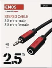 Emos JACK kabel 3,5mm stereo, vidlice - 3,5mm zásuvka 2,5m