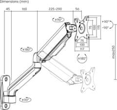 Fellowes Držák monitoru Brateck LDA32-112E jedno rameno mechanická pružina nástěnný