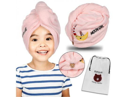 sarcia.eu Růžový dětský turban, měsíční ručník na vlasy