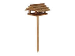 Esschert Design Krmítko pro ptáčky na noze, dřevěné se slaměnou střechou