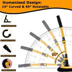 Netscroll Všestranný teleskopický kartáč na mytí aut a oken, kartáč z mikrovlákna je ideální pro čištění všech povrchů, od skel, pneumatik, světel až po střechu auta, BliskBroom