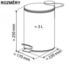 Eisl Kosmetický pedálový koš, nerezová ocel, cca 3 l, s automatickým spouštěním BA0300