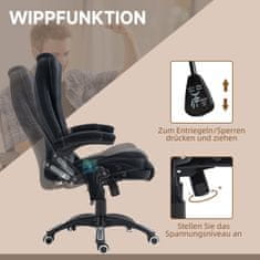 VINSETTO Kancelářské Křeslo Funkce Houpací Funkce Masážní Křeslo Funkce Vyhřívání Ergonomická Výška Nastavitelná Do 120Kg Černá 