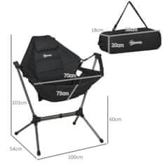 OUTSUNNY Hammock Camping Chair Skládací Zahradní Židle Do 120Kg, Oxford, Black 