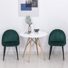 HOMCOM Jídelní Židle Sada 2 Moderních Kuchyňských Židlí Skandi Designová Židle Do Obývacího Pokoje Čalouněná Židle Kancelářské Židle Sametová Kovová Zelená 52X54X79Cm 
