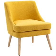 HOMCOM Židle Do Jídelny Kuchyňská Židle S Područkou Čalouněná Židle Židle Do Obývacího Pokoje Kancelářské Židle Do Obývacího Pokoje Ložnice Povlečení Touch Dřevo Žlutá 