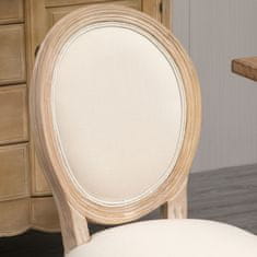 HOMCOM Sada 2 Jídelních Židlí Vintage Kuchyňské Židle Čalouněné Židle S Opěradlem Povlečení Touch Guma Dřevo Krémová Bílá + Přírodní 49 X 56 X 96 Cm 