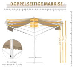 OUTSUNNY Stojící Markýza Zahradní Markýza Se Sklopným Ramenem Klika Terasa Béžová 4,5X3,4M 