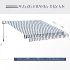 OUTSUNNY Markýza Skládací Rameno Markýza Ochrana Proti Slunci Ruční Klika Balkon Hliník Šedá Bílá 2,95 X 2,45 M 