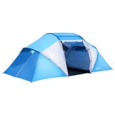 OUTSUNNY Kempový Stan Rodinný Stan Tunelový Stan Se 2 Spacími Kabinami Pro 4-6 Osob Modrý L430 X Š240 X V170Cm 