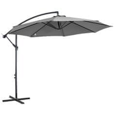 OUTSUNNY Slunečník Klikový Deštník S Ocelovým Rámem A Polyesterovou Tkaninou, Šedý, Ø2,95X2,45M 