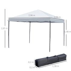 OUTSUNNY Skládací Altán Altán Skládací Stan S Bočními Stěnami Vč. Přenosné Tašky Kov + Oxford Krémová Bílá 3X3M 