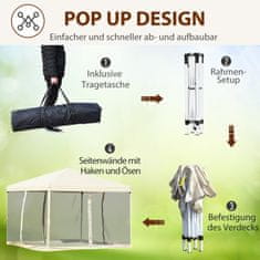 OUTSUNNY Skládací Altán Altán Skládací Stan S Bočními Stěnami Vč. Přenosné Tašky Kov + Oxford Krémová Bílá 3X3M 