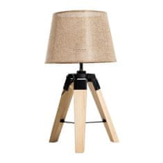 HOMCOM Stolní Lampa Noční Lampička, E27, Lněný Vzhled, Borovice+Polyester, 24X24X45Cm, Béžová 