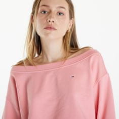 Tommy Hilfiger Mikina Tommy Jeans Cropped Off Shoulder Sweatshirt Pink S Růžová