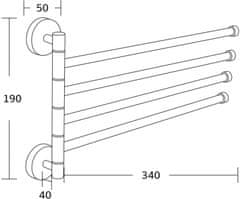 Mexen Mexen čtyřnásobný otočný věšák na ručníky, chrom - 7039244-00 - MEXEN