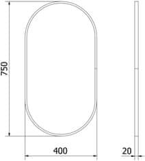 Mexen Mexen Loft oválné koupelnové zrcadlo 75 x 40 cm, černý rám - 9851-075-040-000-70 - MEXEN