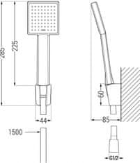 Mexen Mexen Royo R45 vanová baterie se sprchovým setem, černá - 7223R45-70 - MEXEN