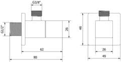 Mexen Mexen S rohový ventil pro vodovodní baterie 1/2"x3/8", černý - 79971-70 - MEXEN