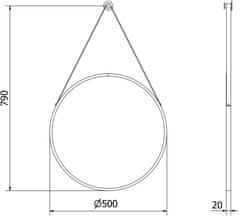 Mexen Kulaté koupelnové zrcadlo Mexen String 50 cm, černý rám - 9854-050-050-000-70 - MEXEN