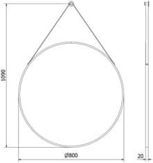 Mexen Kulaté koupelnové zrcadlo Mexen String 80 cm, černý rám - 9854-080-080-000-70 - MEXEN