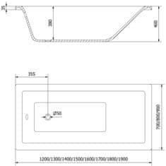 Mexen Mexen Cubik obdélníková vana 180 x 90 cm, bílá - 55031809000 - MEXEN