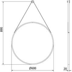 Mexen Kulaté koupelnové zrcadlo Mexen String 60 cm, černý rám - 9854-060-060-000-70 - MEXEN