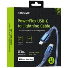 Innostyle INNOSTYLE POWERFLEX USB-C LIGHTNING MFI RYCHLONABÍJECÍ KABEL PRO IPHONE KEVLAR 2M MODRÝ