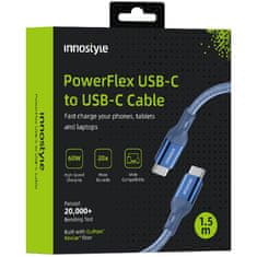 Innostyle INNOSTYLE POWERFLEX USB-C RYCHLONABÍJECÍ KABEL PRO IPHONE SAMSUNG 3A 60W KEVLAR 2M MODRÝ