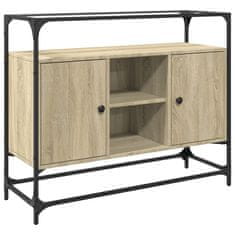 Vidaxl Příborník se skleněnou deskou dub sonoma 98x35x81 cm kompozit