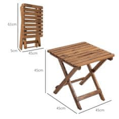 OUTSUNNY Venkovní Odkládací Stolek Set 2 Skládacích Stolů Dřevěný Zahradní Balkón Teak 45X45X45Cm 