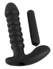 Black Velvets Dildo Anální Kolík Černý Žebrovaný 17 Cm