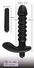 Black Velvets Dildo Anální Kolík Černý Žebrovaný 17 Cm