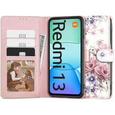 Tech-protect Knížkový obal na Xiaomi Redmi 13 Tech-Protect Wallet Růžové květiny