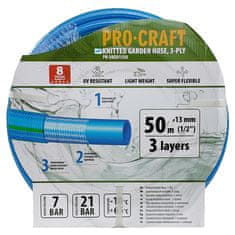 Procraft Zahradní hadice PR-3KGH1350 3 vrstvy, 1/2&quot; 50m