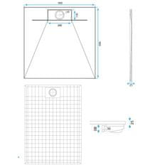 REA REA Bazalt Carrara sprchová vanička 90x90 černá REA-K7003 - Rea