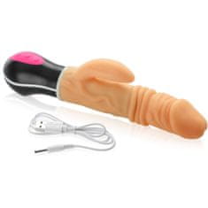 XSARA Nahřívané dildo, rotačně-posuvný vibrátor se stimulátorem klitorisu - 70484027