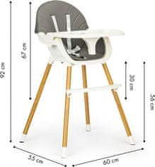 EcoToys Jídelní židlička 2v1 Šedá
