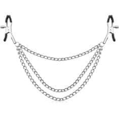 XSARA Kovové svorky -kleštičky na bradavky spojené trojitým řetízkem - 87543383