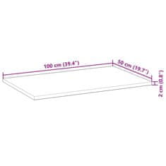 Vidaxl Deska psacího stolu neošetřená 100 x 50 x 2 cm masivní akácie