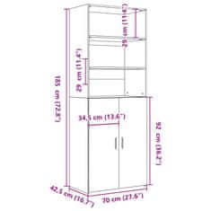 Vidaxl Skříň highboard hnědý dub 70 x 42,5 x 185 cm kompozitní dřevo