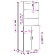 Vidaxl Skříň highboard kouřový dub 70 x 42,5 x 185 cm kompozitní dřevo