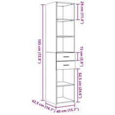 Vidaxl Skříň highboard černá 40 x 42,5 x 185 cm kompozitní dřevo