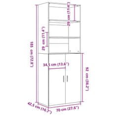 Vidaxl Skříň highboard šedá sonoma 70 x 42,5 x 185 cm kompozitní dřevo