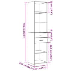 Vidaxl Skříň highboard šedá sonoma 45 x 42,5 x 185 cm kompozitní dřevo